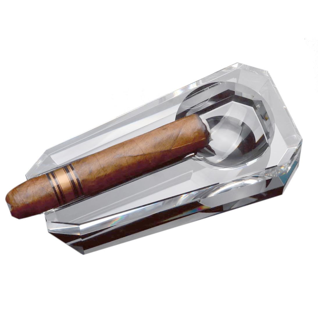 Crystal Single Cigar Ashtray - 1 Cigar